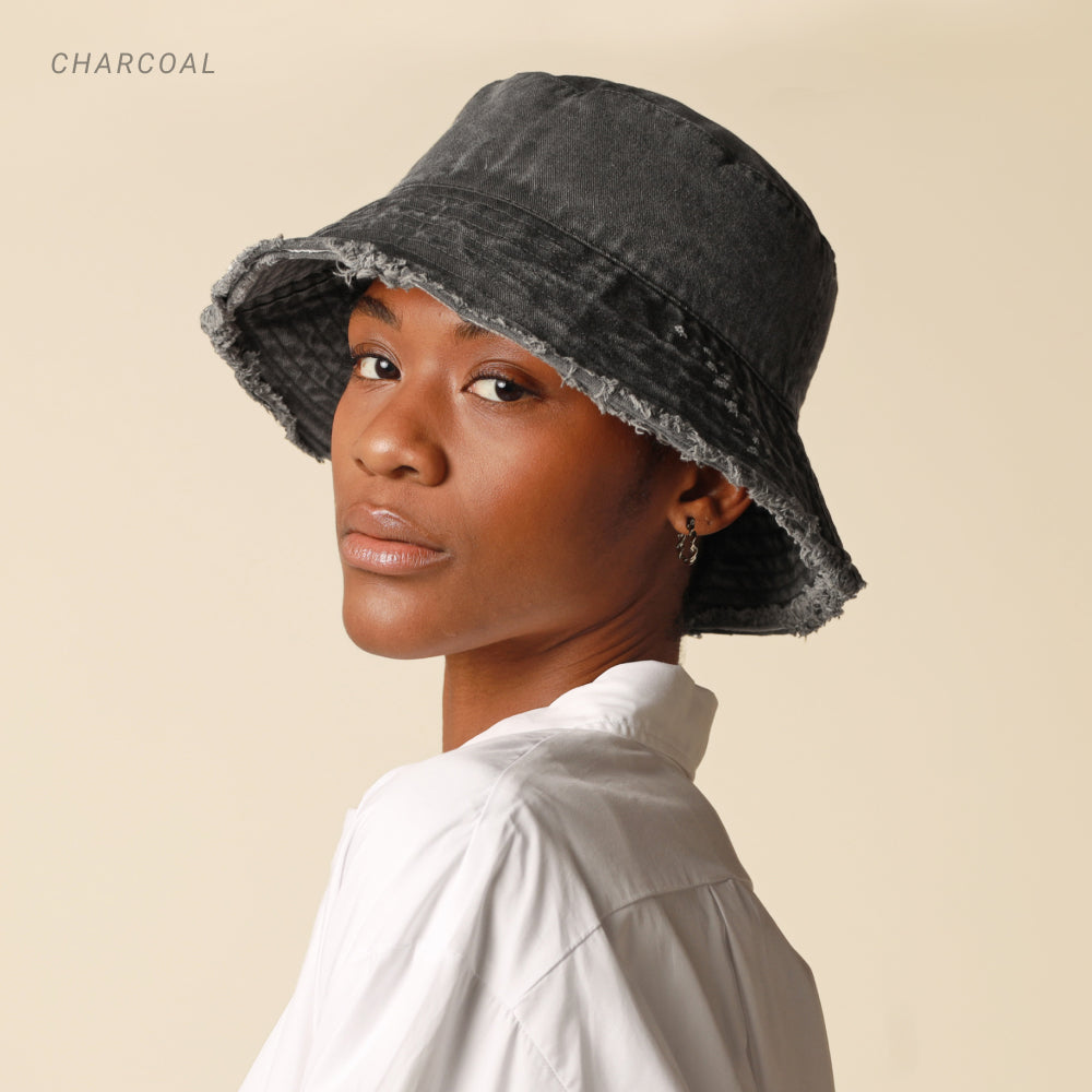 Frayed Cotton Bucket Hat for Summer – Stylish Casual Cotton Sun Hat