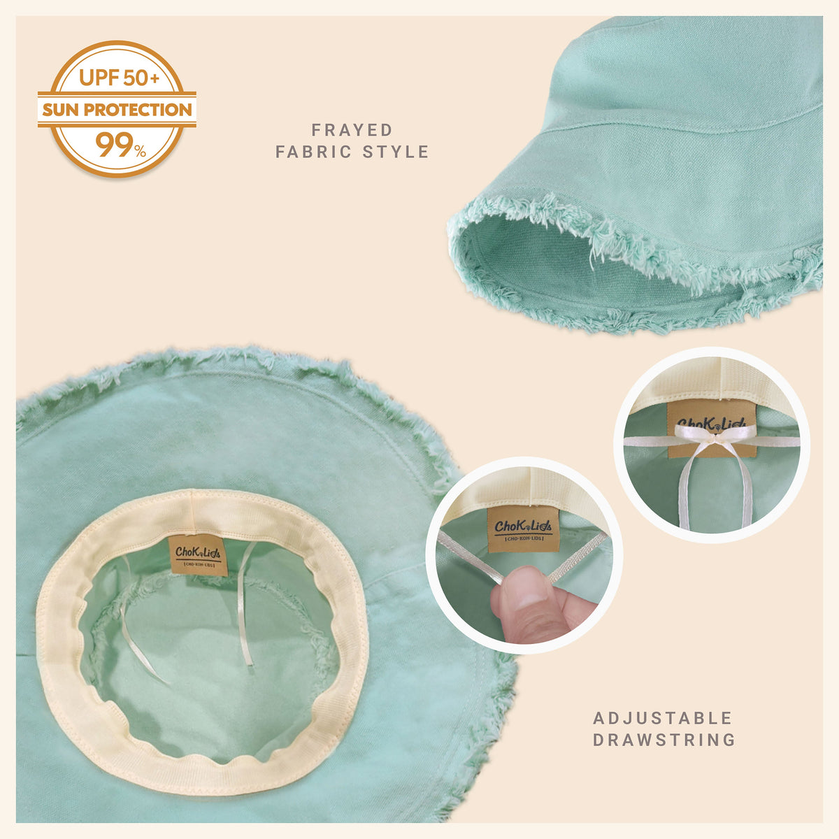 Frayed Cotton Bucket Hat for Summer – Stylish Casual Cotton Sun Hat