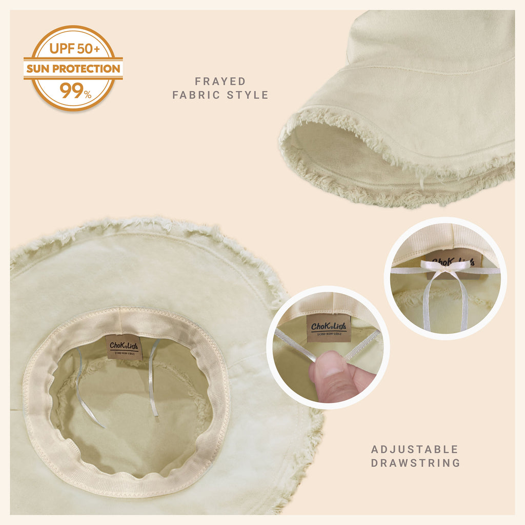 Frayed Cotton Bucket Hat for Summer – Stylish Casual Cotton Sun Hat