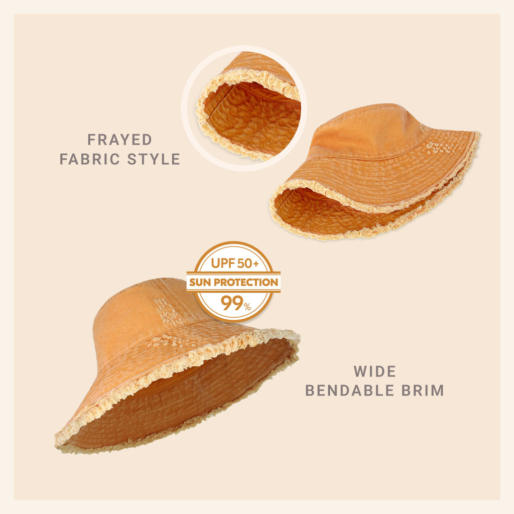 Frayed Cotton Bucket Hat for Summer – Stylish Casual Cotton Sun Hat