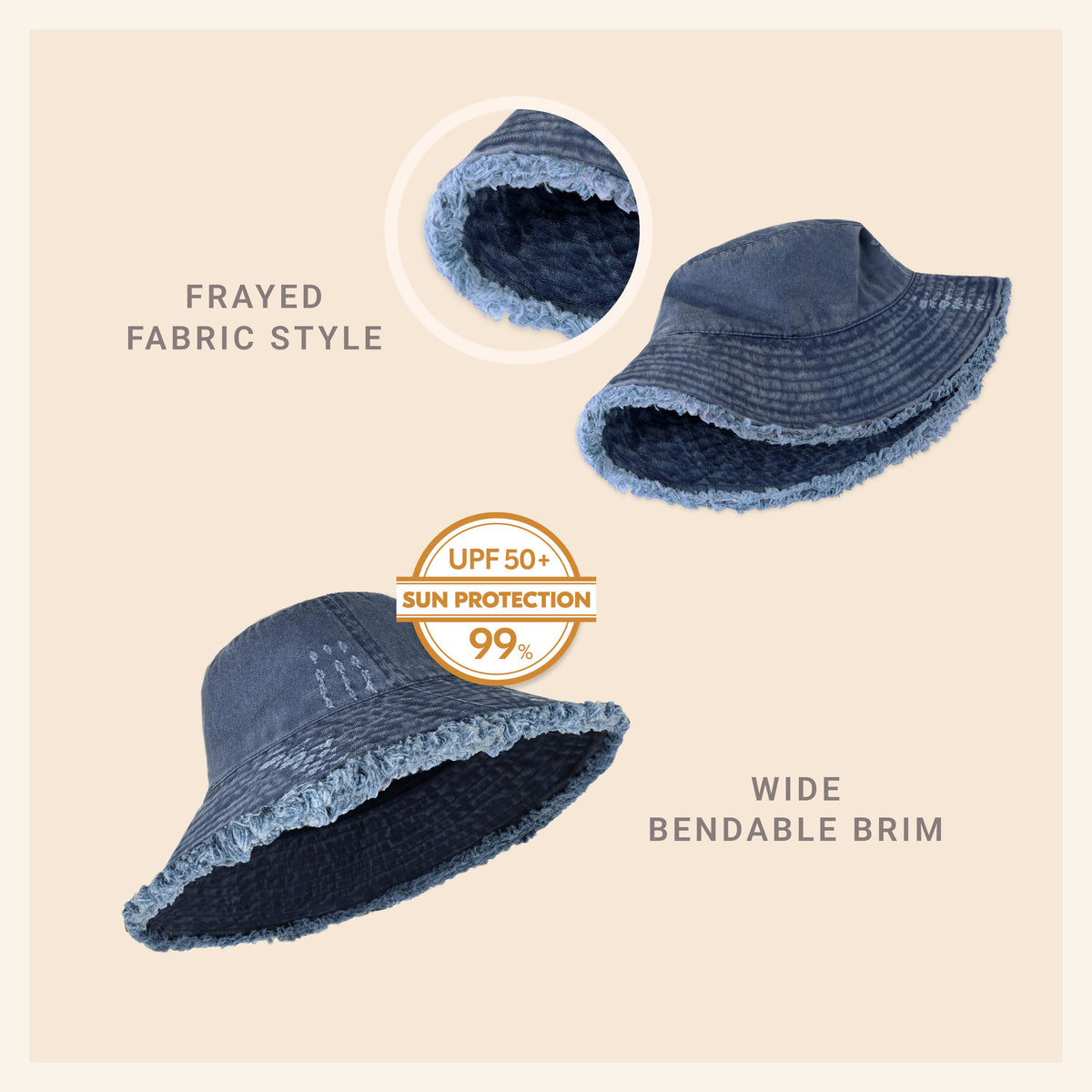 Frayed Cotton Bucket Hat for Summer – Stylish Casual Cotton Sun Hat